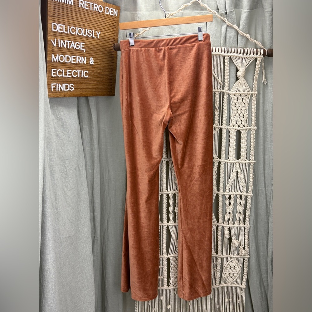 Altar’d State Velvety Ribbed Flared Pants - Rust | Medium - Picture 2 of 11